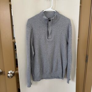 Tasso Elba Men's Large Grey 1/4 Zip Supima Cotton‎ Long Sleeve Sweater